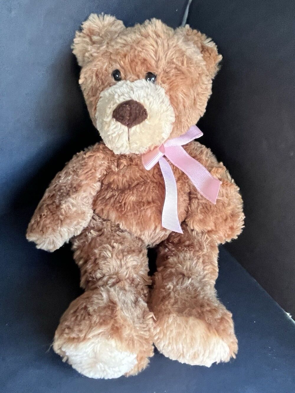Vintage Carter’s Classics  Pink Ribbon Fuzzy Teddy Bear Brown Plush Lovey RARE - Picture 2 of 12